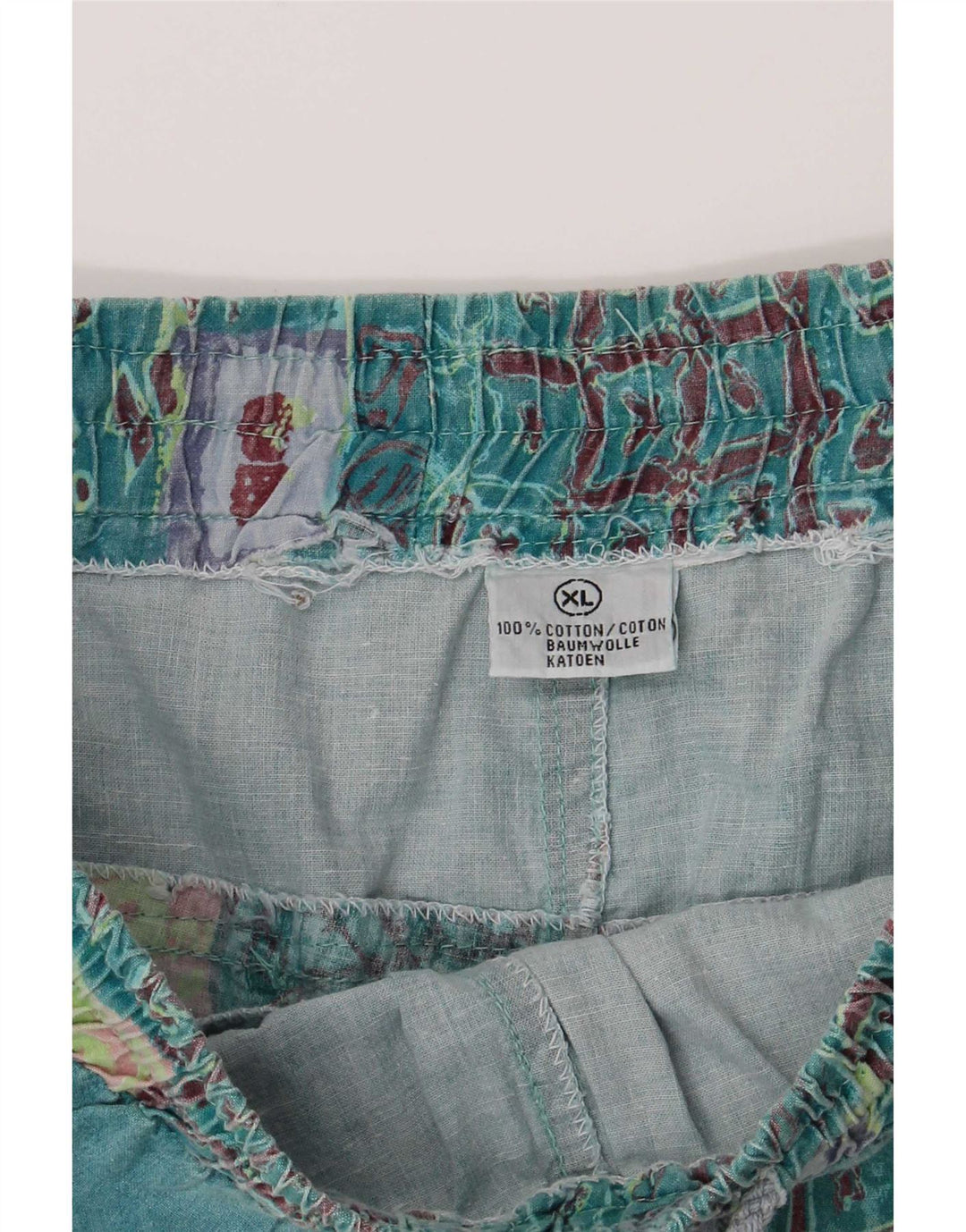 Pantaloncini casual grafici da uomo vintage XL W32 cotone patchwork verde