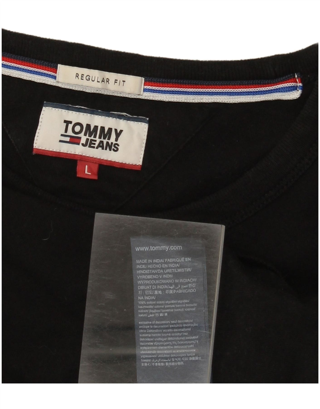 Tommy Hilfiger Uomo Graphic Top Manica Lunga Grande Cotone Nero
