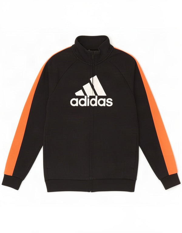 Adidas Boys Graphic Tracksuit Top Jacket 11-12 Years Black Colourblock