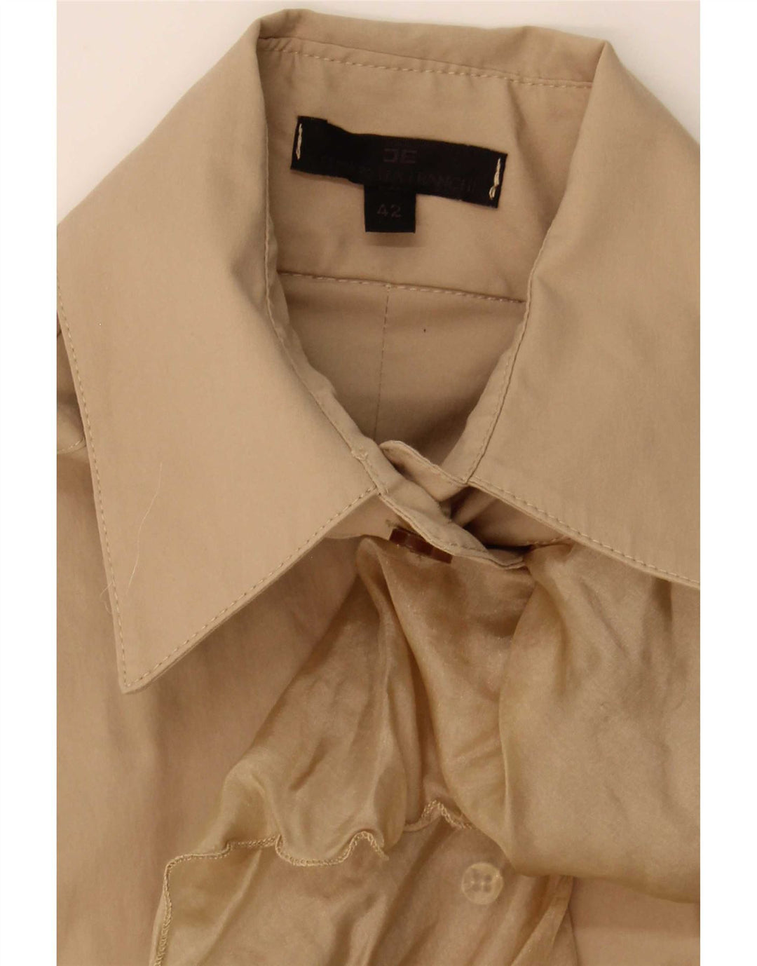 Camicetta Camicia Donna con Volant sul Davanti Elisabetta Franchi IT 42 Beige Medio