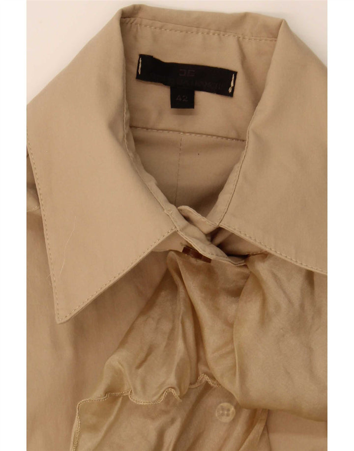 Camicetta Camicia Donna con Volant sul Davanti Elisabetta Franchi IT 42 Beige Medio