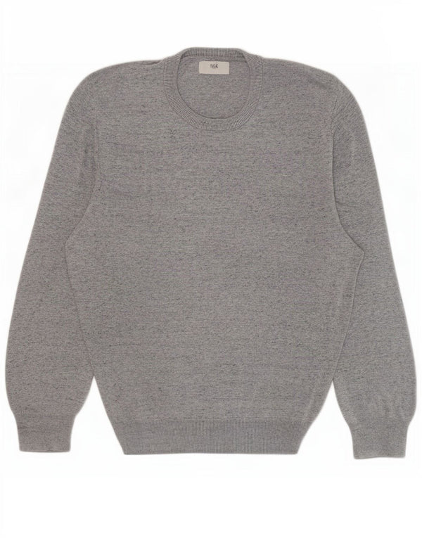 Maglione maglione girocollo da uomo Marks & Spencer grande cotone chiazzato grigio