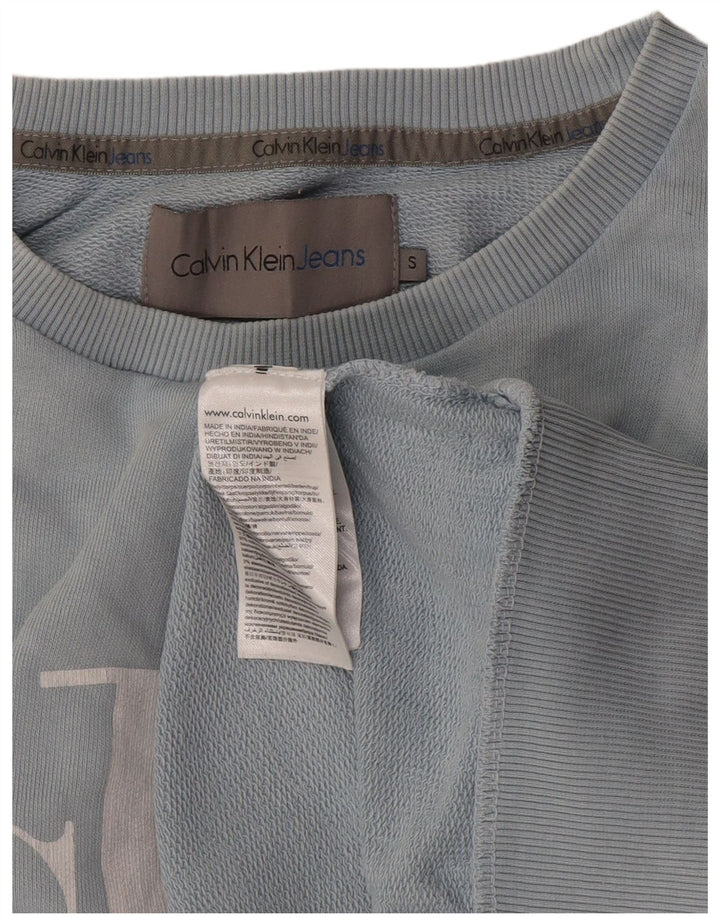 Calvin Klein Jeans Felpa grafica da uomo Maglione piccolo cotone blu