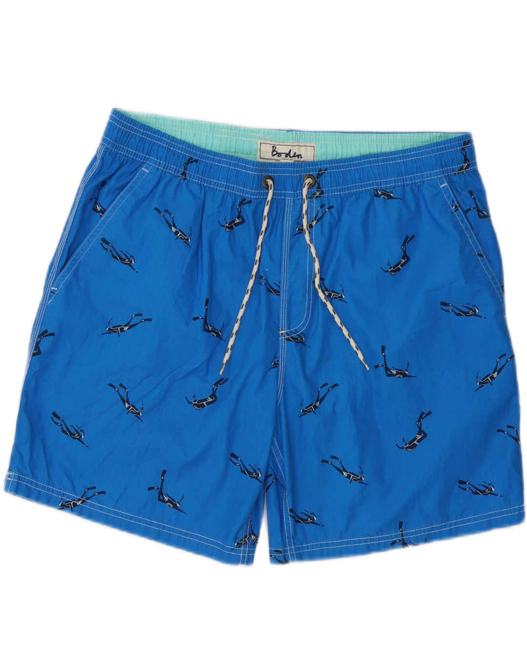 BODEN Pantaloncini da bagno grafici da uomo grandi in poliestere blu