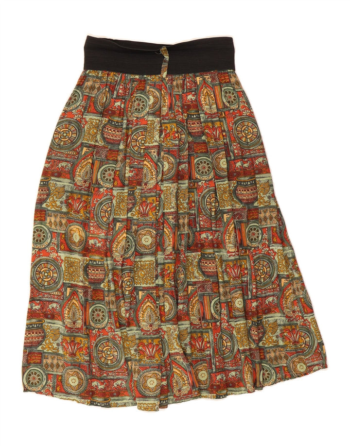 VINTAGE Womens Abstract Pattern Pleated Skirt W30 Medium Multicoloured Vintage Vintage and Second-Hand Vintage from Messina Hembry 