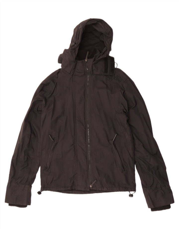 Giacca a vento con cappuccio da uomo Superdry UK 40 Large in nylon nero
