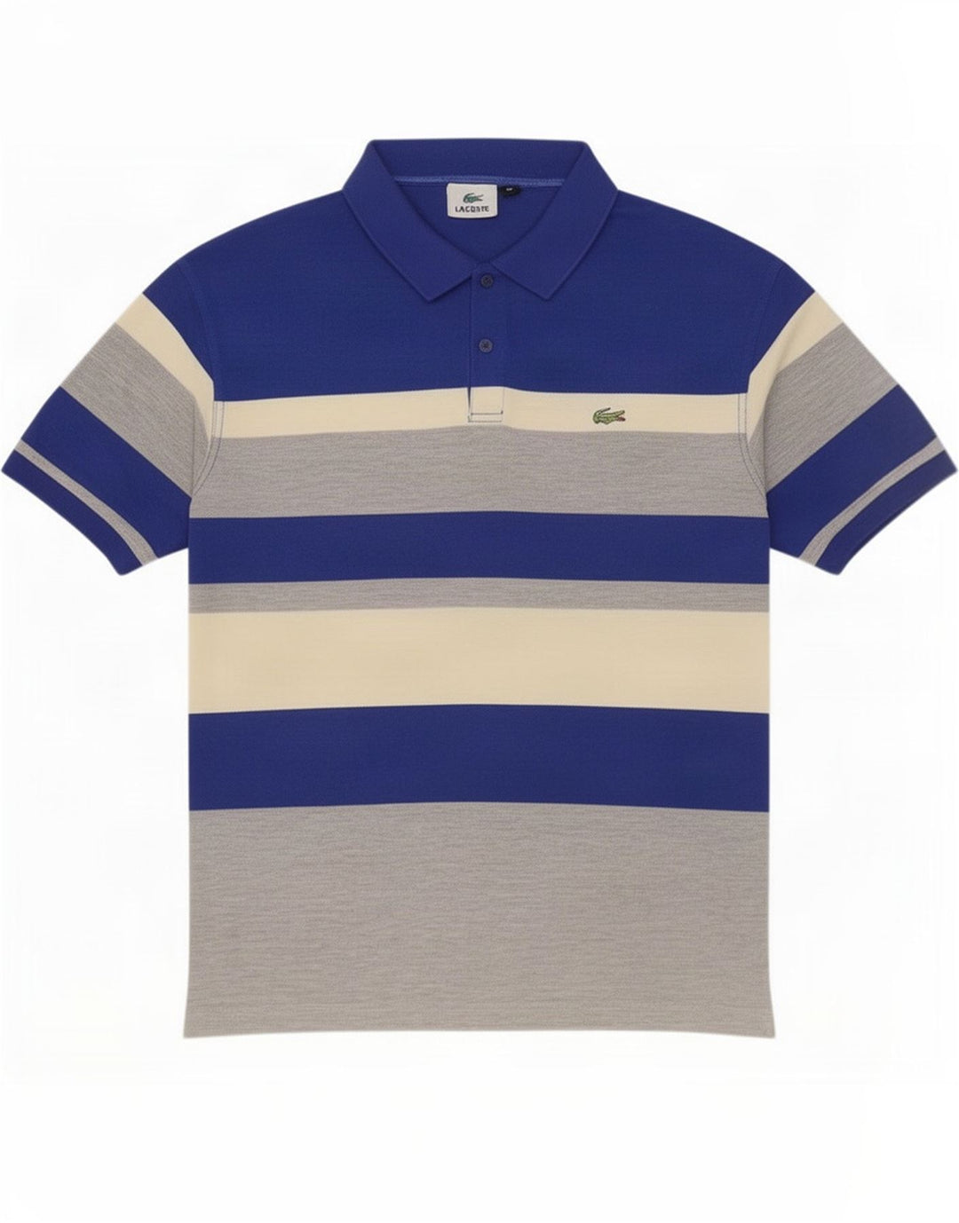 Polo da uomo Lacoste XL in poliestere a righe multicolore