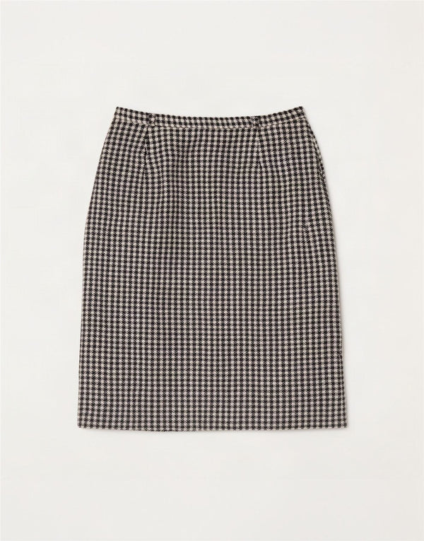 Gonna longuette da donna Eastex UK 14 media W30 lana pied de poule nera