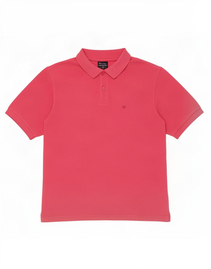 Polo da uomo Champion in cotone rosa medio