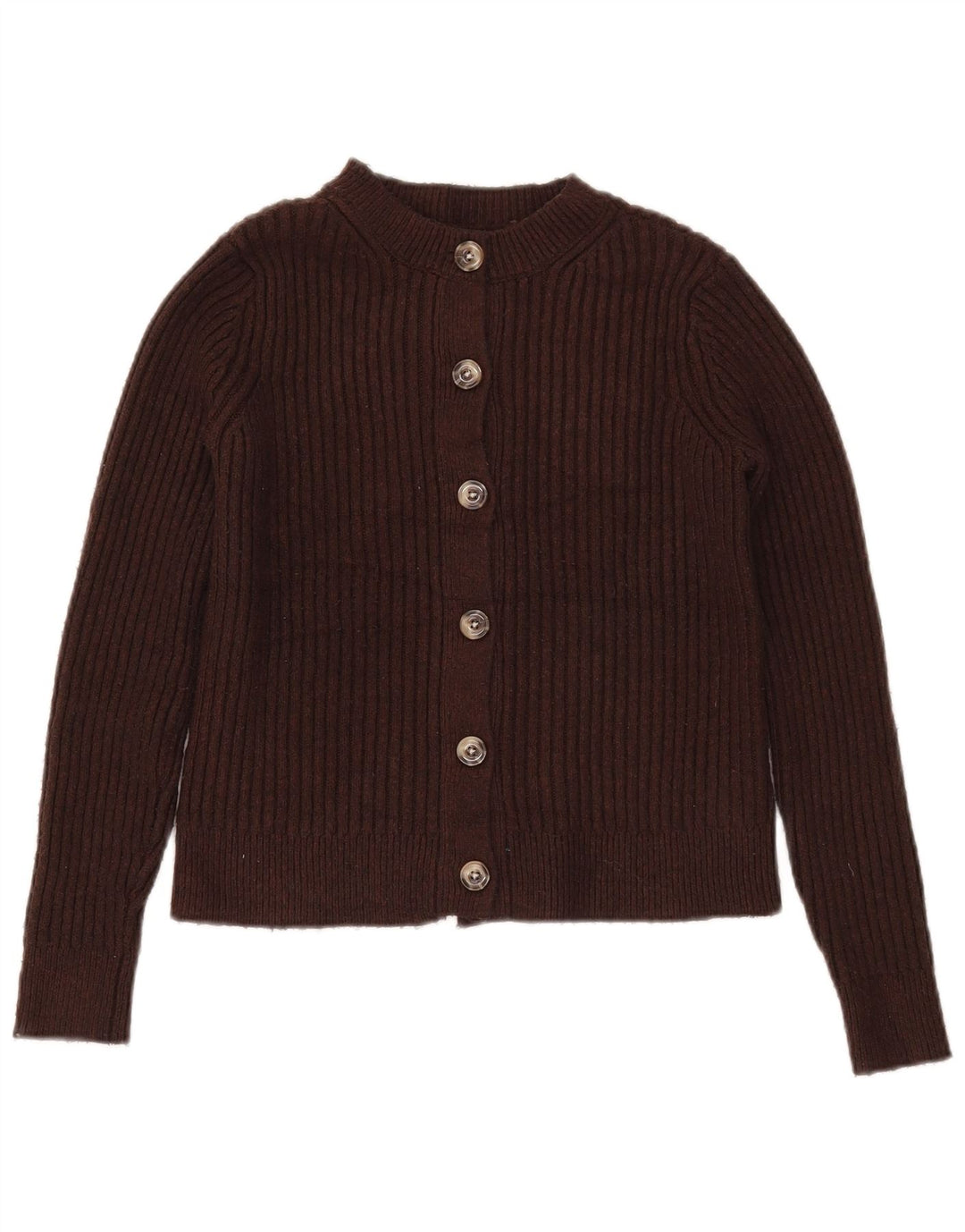 Maglione cardigan corto da donna Marks & Spencer UK 10 piccolo poliestere marrone