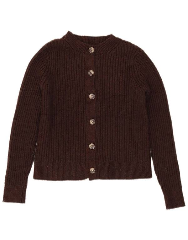 Maglione cardigan corto da donna Marks & Spencer UK 10 piccolo poliestere marrone