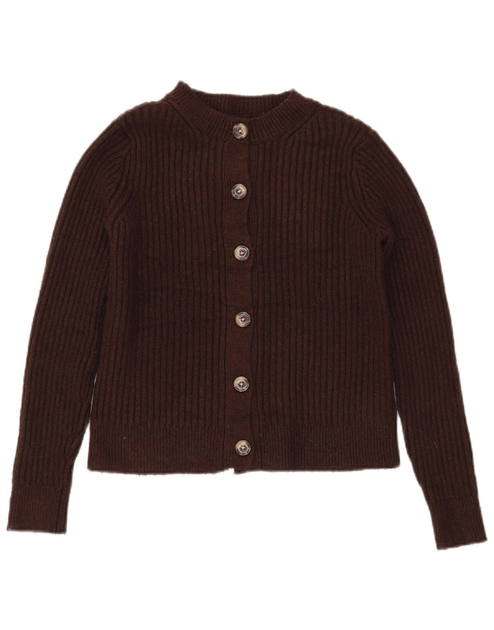Maglione cardigan corto da donna Marks & Spencer UK 10 piccolo poliestere marrone
