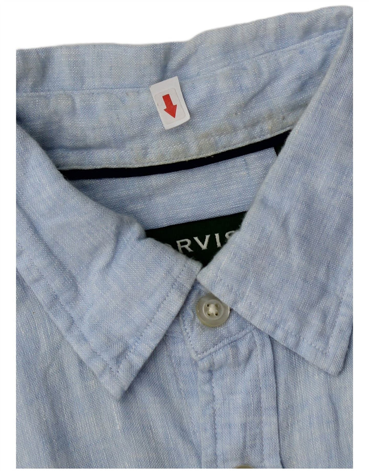 Camicia a maniche corte da uomo Orvis grande in lino blu