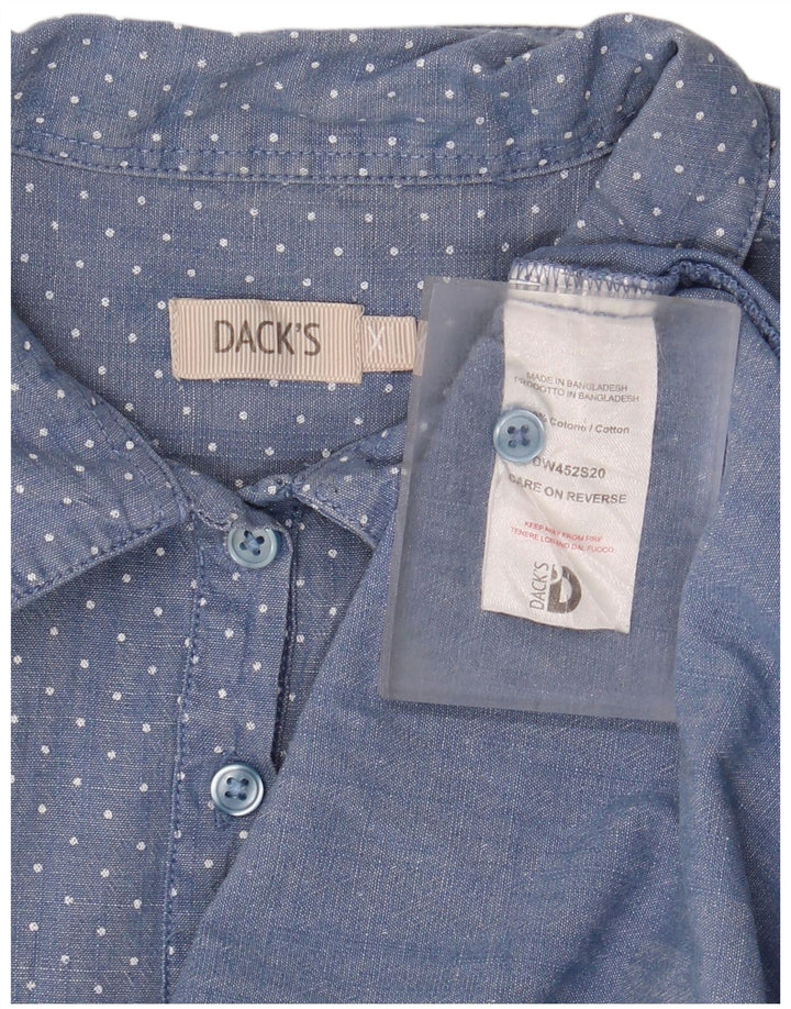 Camicia pullover a maniche corte da donna di Dack UK 18 XL cotone maculato blu