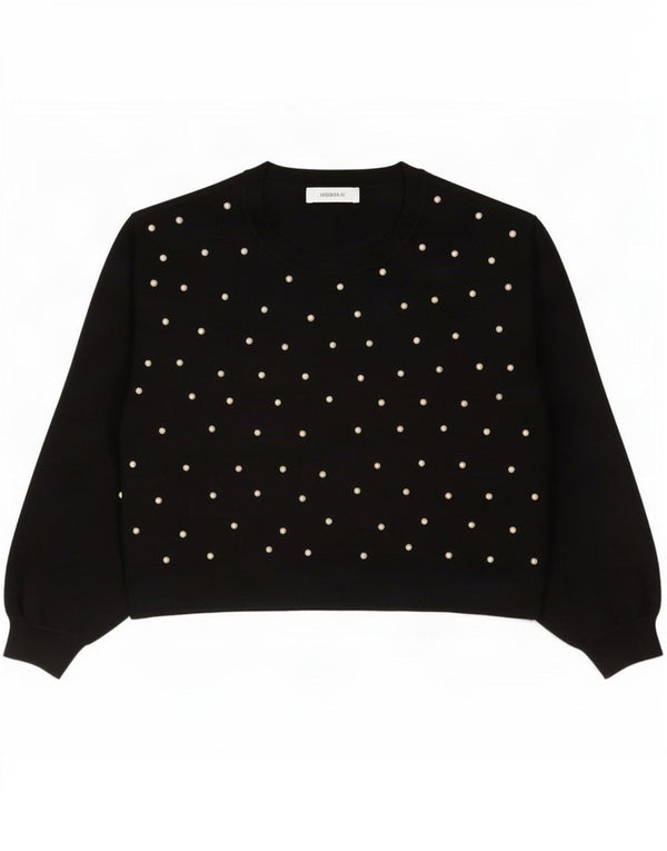 Maglione corto con scollo a barca oversize da donna Zara UK 14 medio nero
