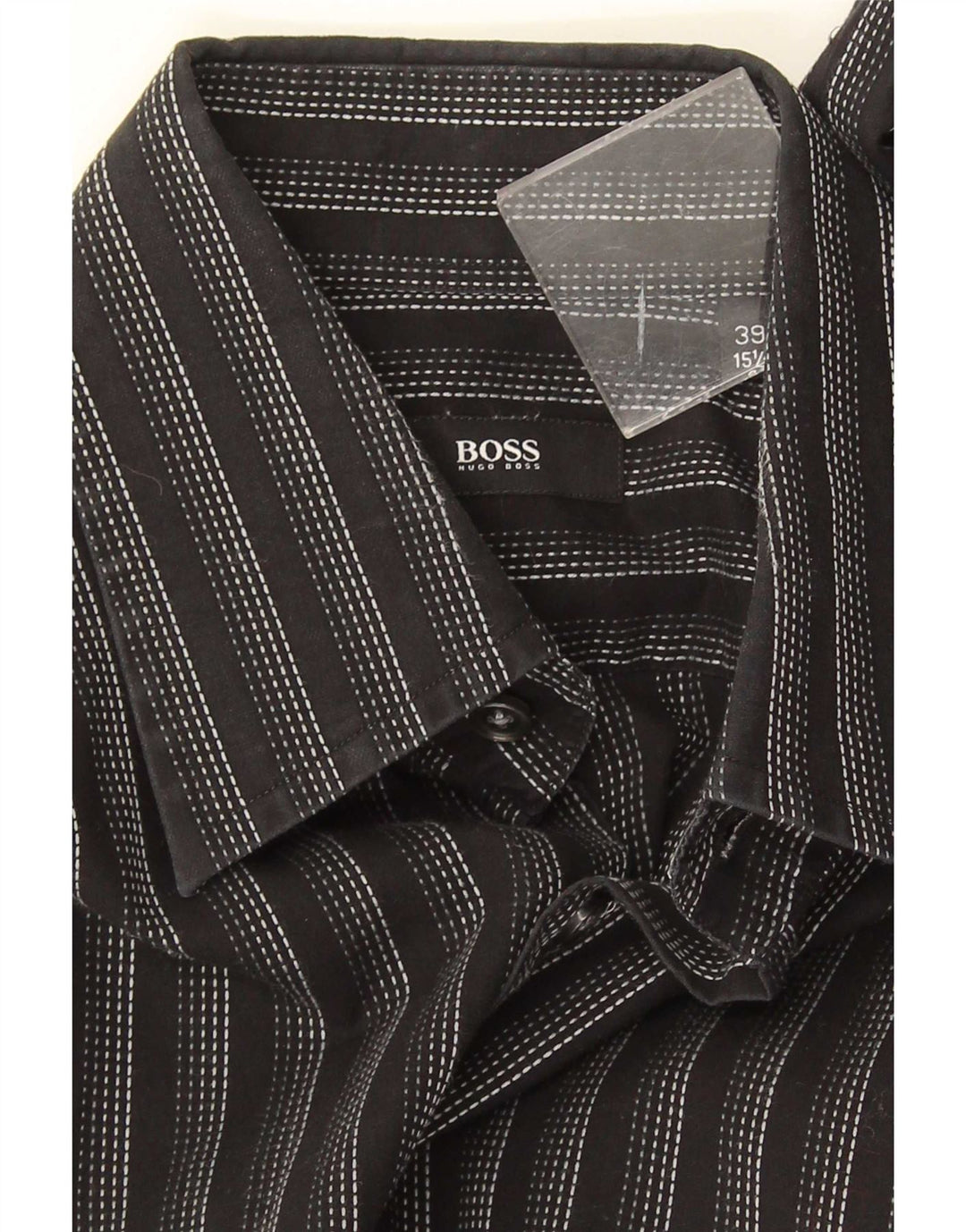 Camicia da uomo Hugo Boss taglia 39 15 1/2 media a righe nere
