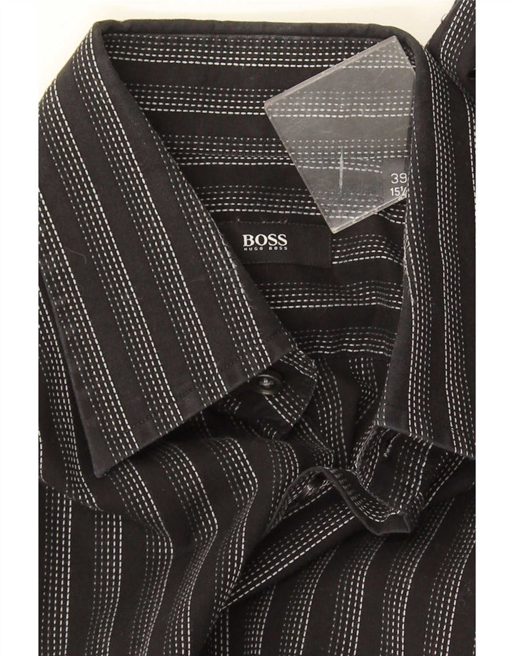 Camicia da uomo Hugo Boss taglia 39 15 1/2 media a righe nere