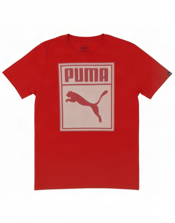 T-shirt grafica da uomo Puma Top in cotone rosso medio