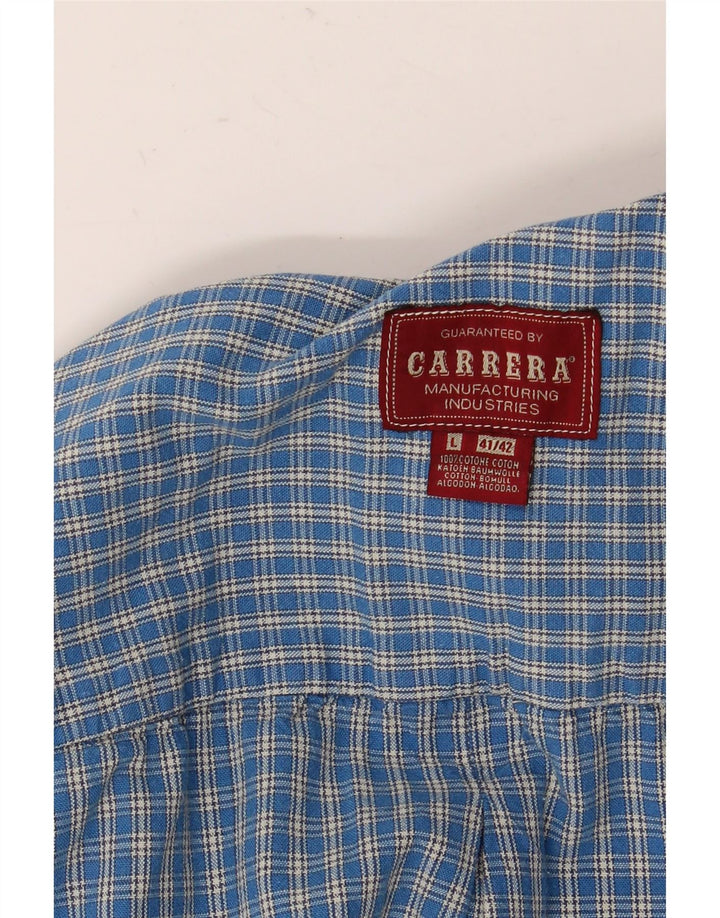 Camicia da uomo in flanella Carrera taglia 41/42 grande cotone a quadri blu