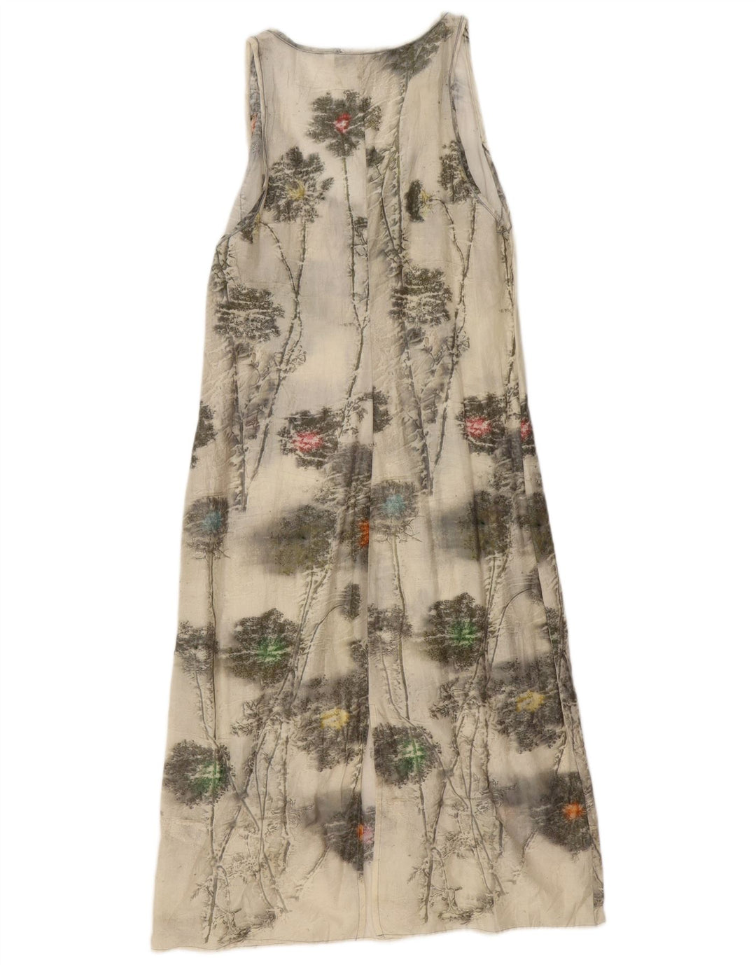 Abito basico senza maniche da donna Zara UK 12 cotone floreale bianco sporco medio
