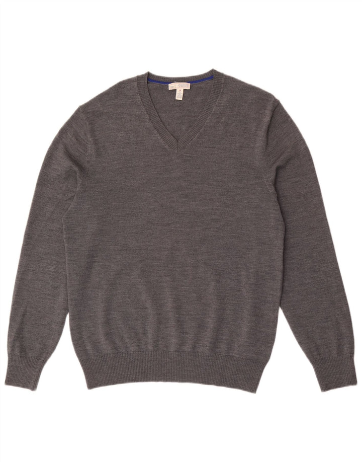 Gap Maglione da uomo con scollo a V in lana merino screziata grigio medio