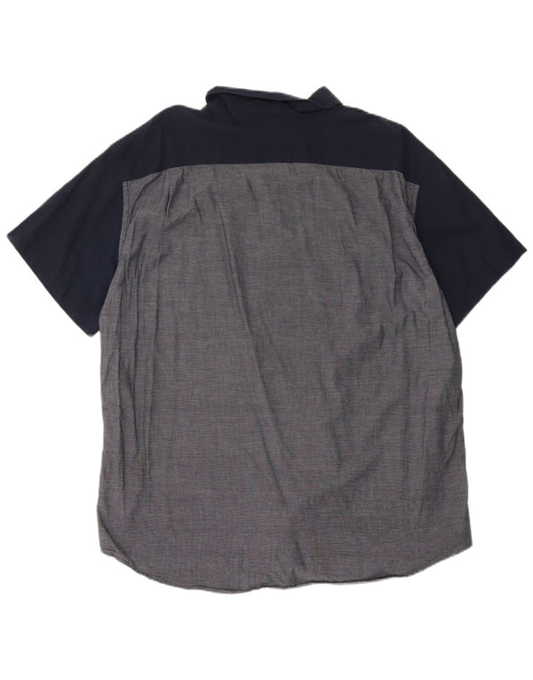 Camicia da uomo a maniche corte classica Eddie Bauer XL in cotone color block grigio