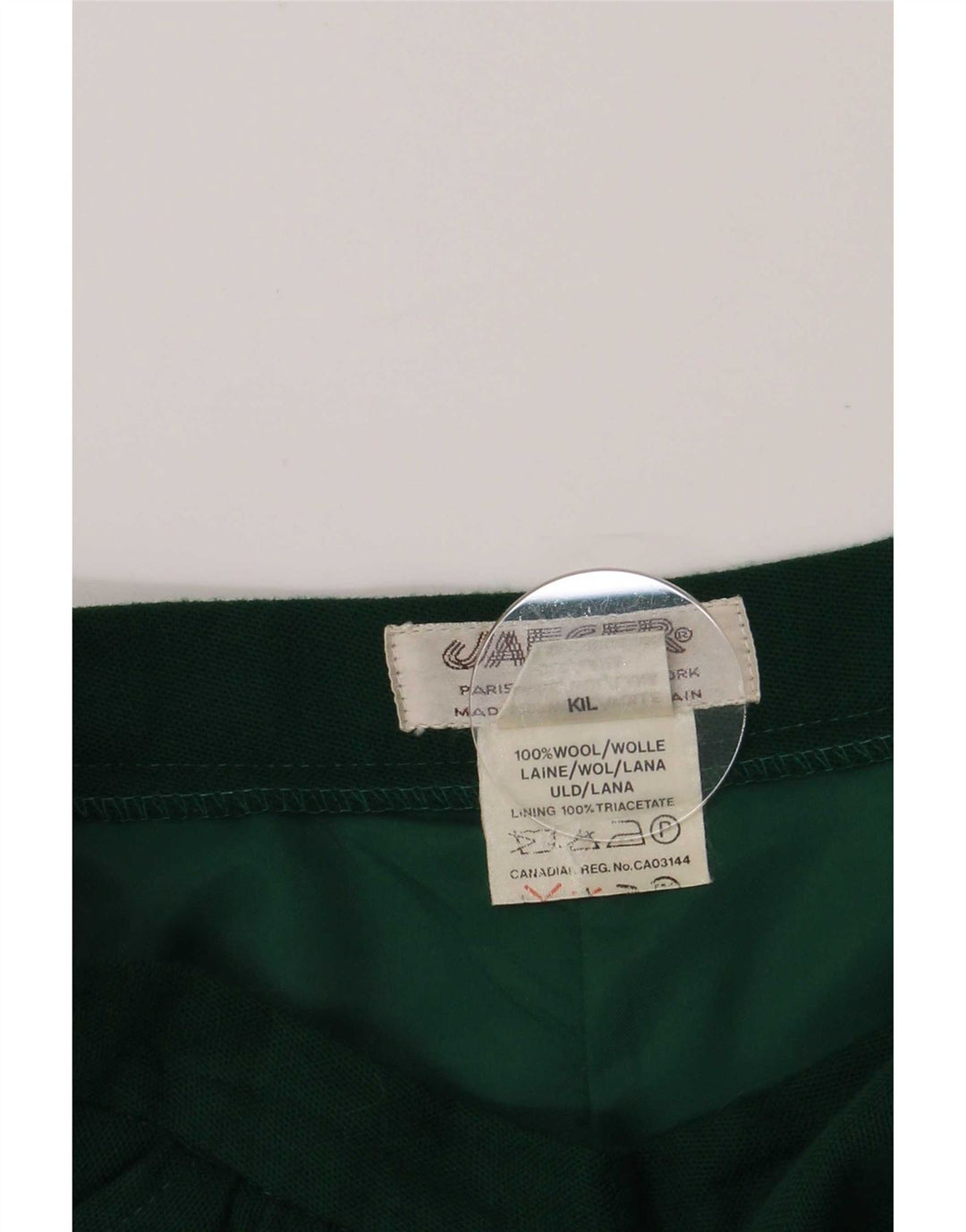 Gonna a trapezio da donna Jaeger UK 14 media W26 lana verde