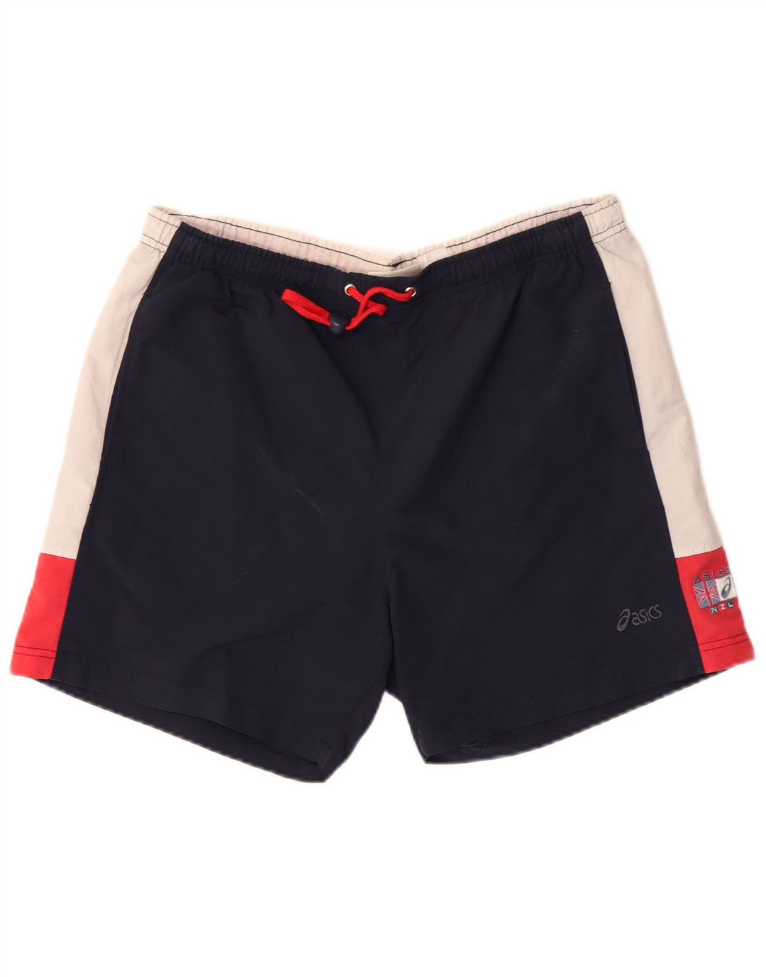 Pantaloncini da bagno Asics da uomo con grafica, grandi, in poliammide color block blu navy