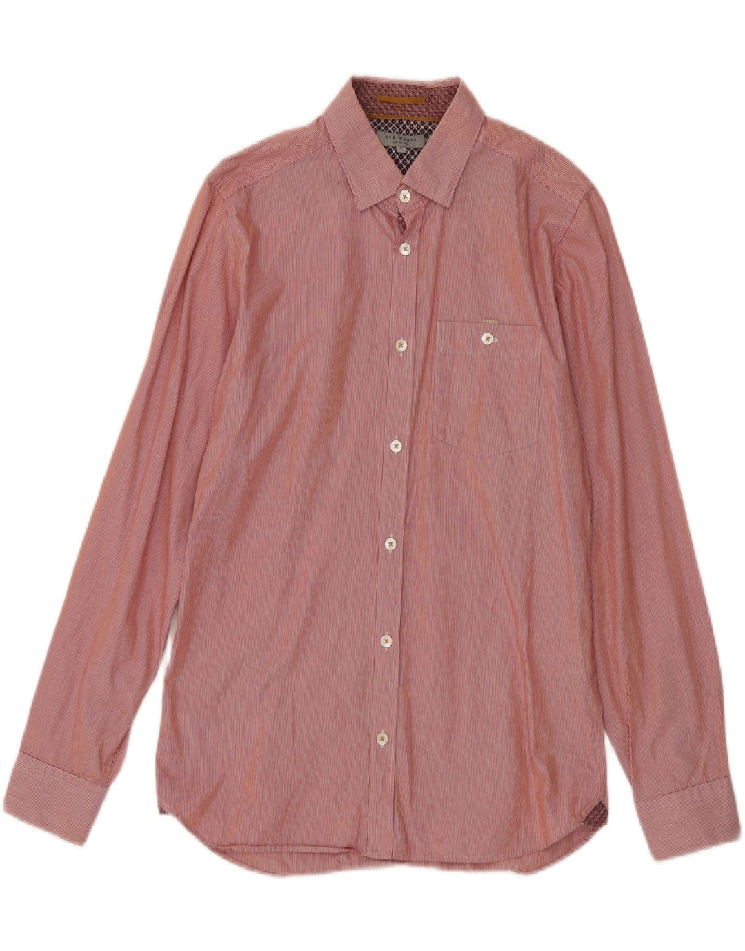 Camicia da uomo Ted Baker taglia 2 piccola in cotone gessato rosso