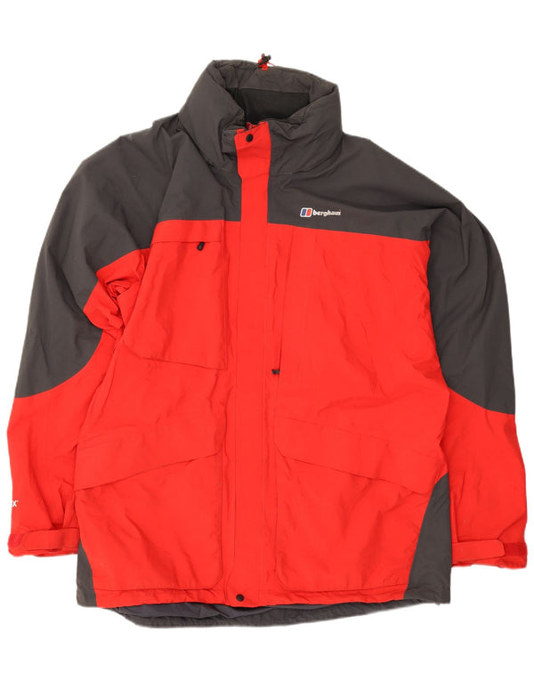 Giacca antipioggia da uomo con cappuccio Berghaus UK 44 2XL Poliammide color block rosso