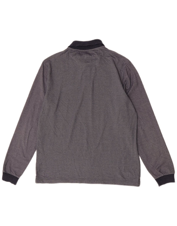 Polo Champion da uomo a maniche lunghe, vestibilità facile, grande, in cotone blu navy