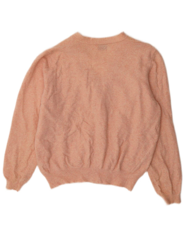 Maglione cardigan da donna Benetton UK 14 grande lana screziata rosa