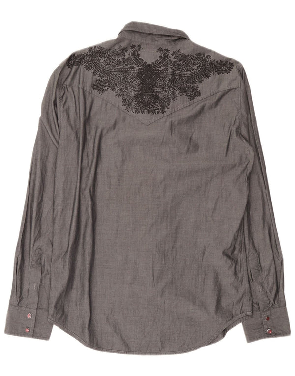 Camicia GUESS Uomo Cotone Paisley Grigio Medio