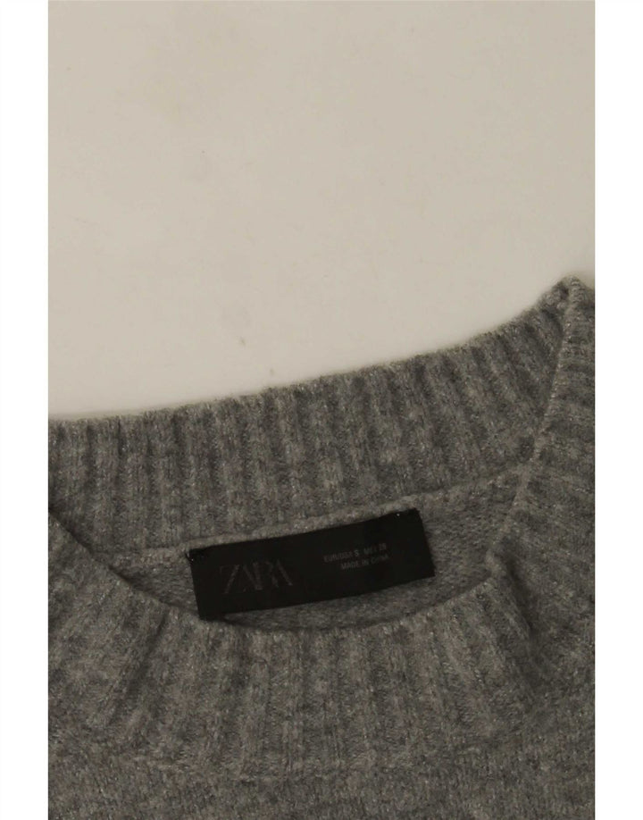Maglione maglione girocollo oversize da donna Zara UK 10 piccolo grigio