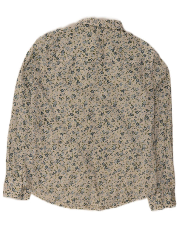 Camicia da donna Benetton UK 10 piccolo cotone floreale bianco