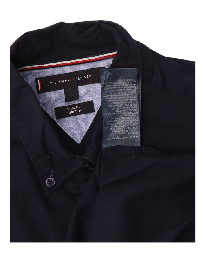 TOMMY HILFIGER Camicia slim fit da uomo piccola in cotone blu navy