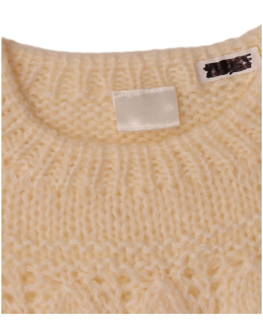 Maglione maglione girocollo da donna VINTAGE EU 44/46 XL bianco sporco floreale