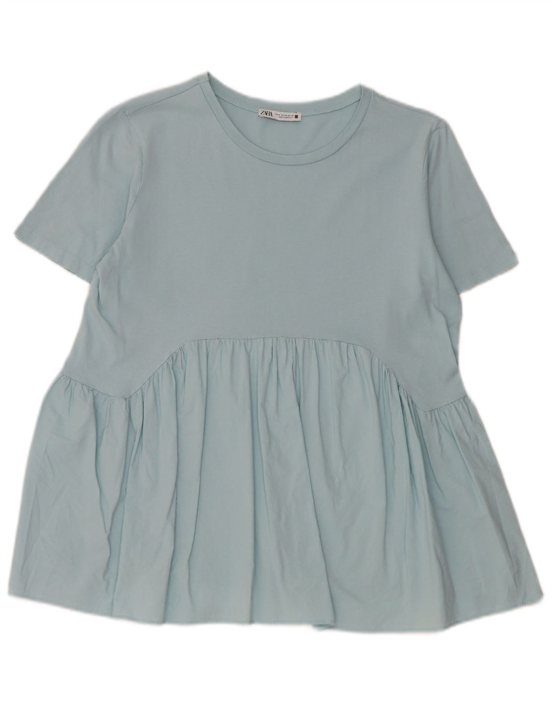 Top in camicetta da donna Zara UK 12 in cotone blu medio