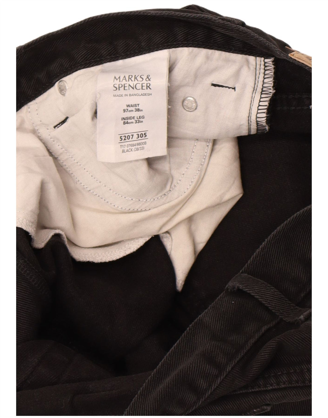 Jeans dritti da uomo Marks & Spencer W38 L33 cotone nero