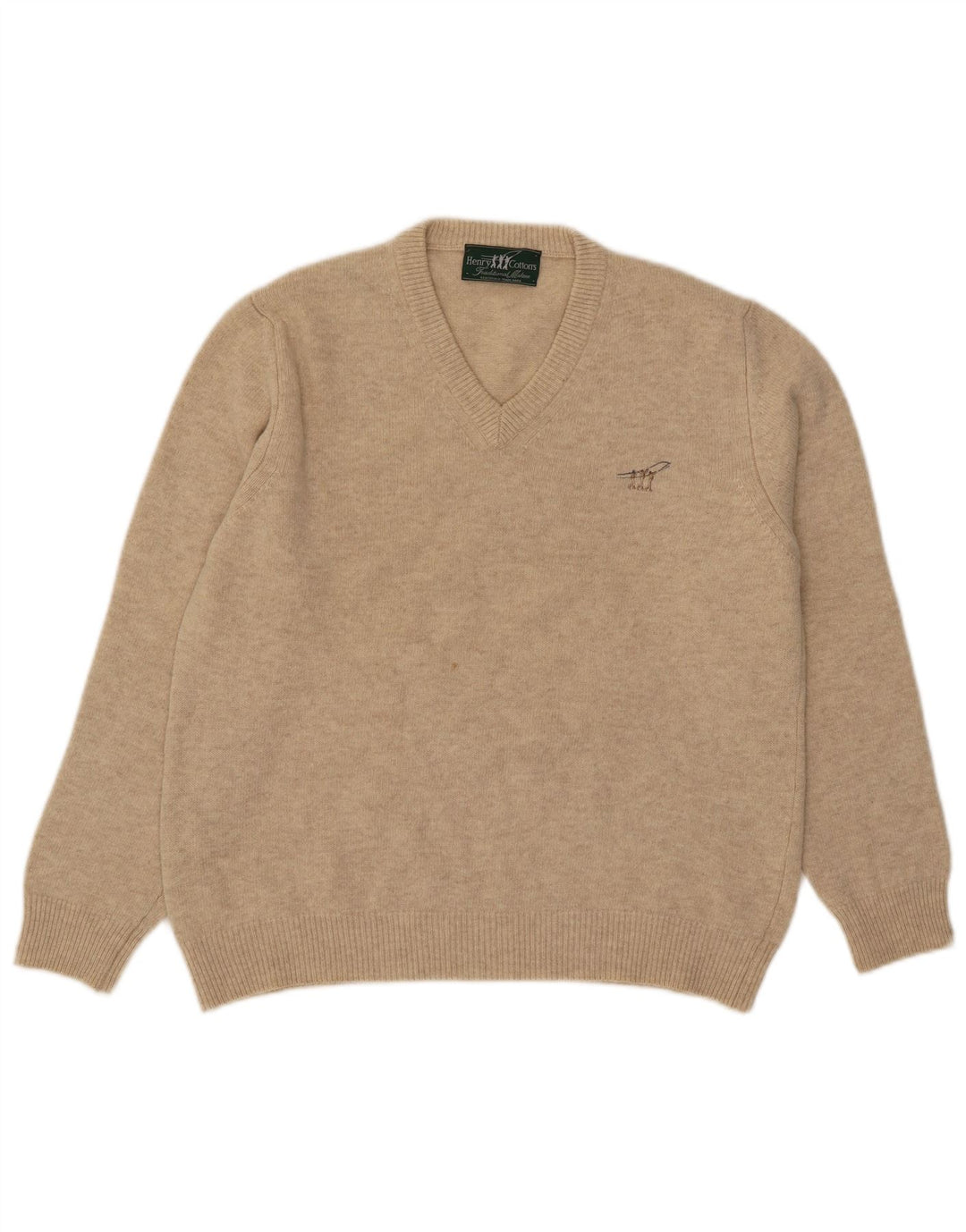 Maglione da uomo con scollo a V Henry Cottons in lana beige medio