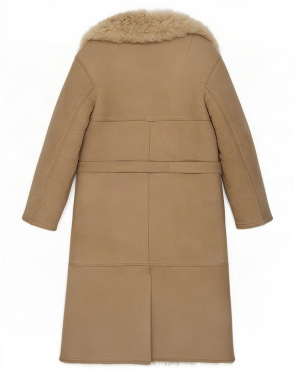 Vintage Womens Shearling Coat UK 8 Small Beige