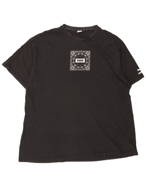 T-shirt grafica da uomo vestibilità ampia Puma Large in cotone nero