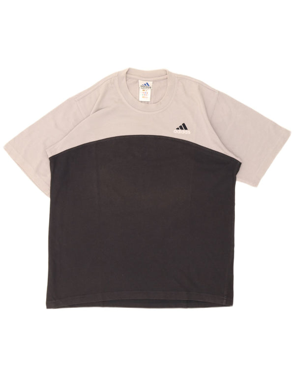 T-shirt da uomo Adidas Top UK 38/40 cotone color block nero medio