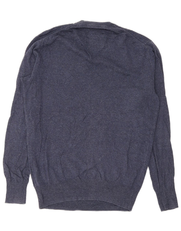 Maglione da uomo con scollo a V Superdry in cotone blu navy medio
