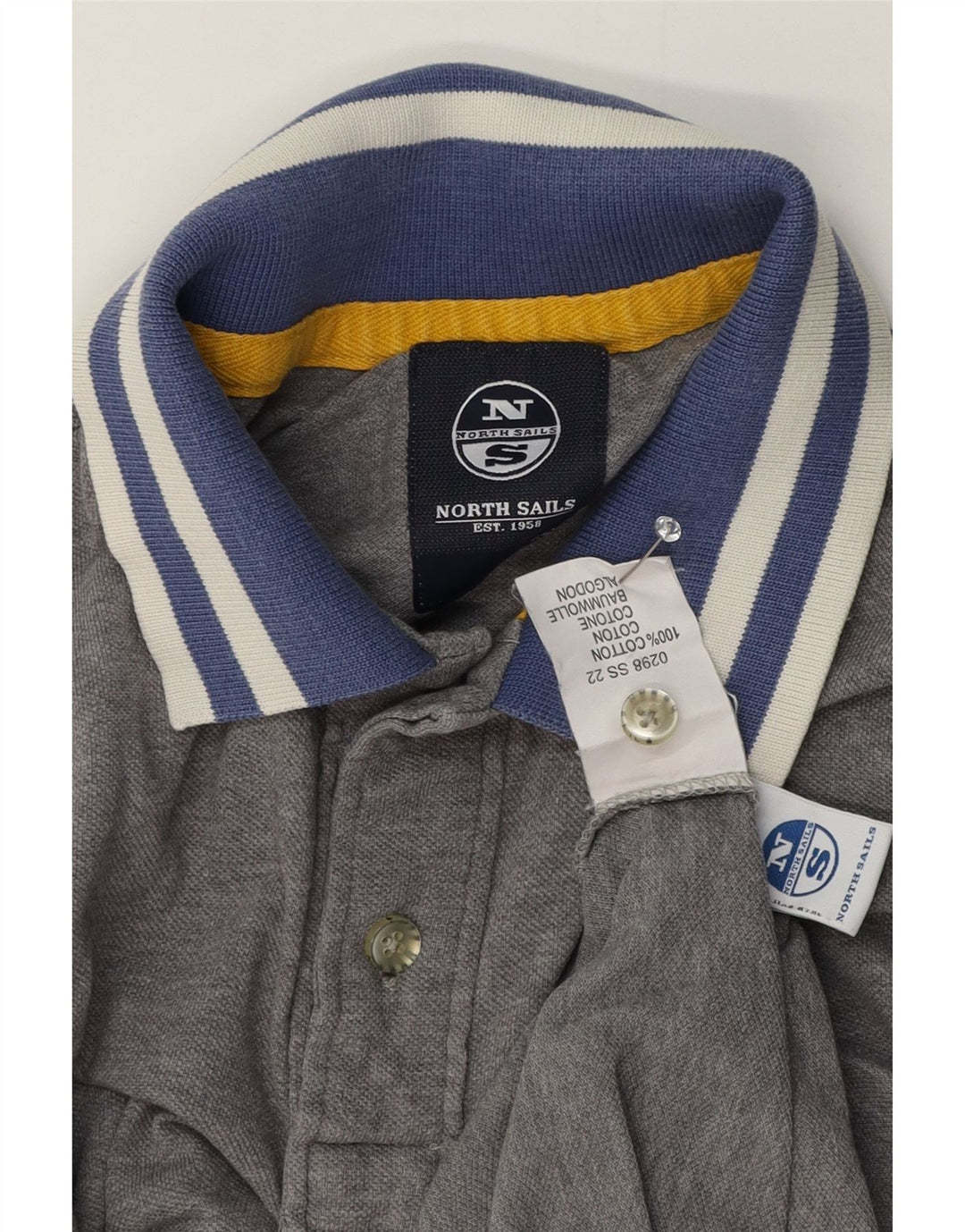 Polo da rugby da uomo North Sails Small in cotone grigio