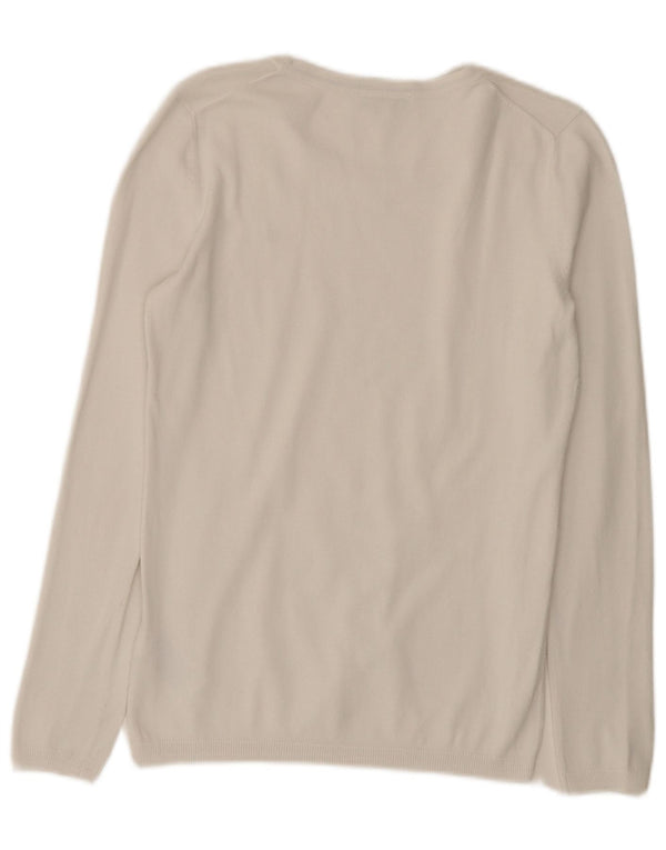 Maglione maglione con scollo a barca da donna Tommy Hilfiger UK 10 piccolo cotone bianco