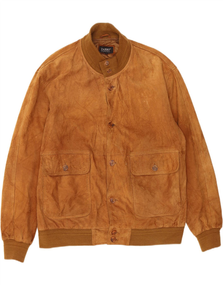 ZARRO Mens Suede Bomber Jacket IT 58 4XL Brown Leather Vintage Zarro and Second-Hand Zarro from Messina Hembry 