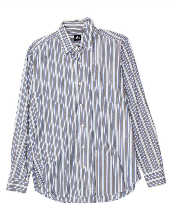 ROCCOBAROCCO Mens Shirt Medium Blue Striped Cotton Vintage Roccobarocco and Second-Hand Roccobarocco from Messina Hembry 