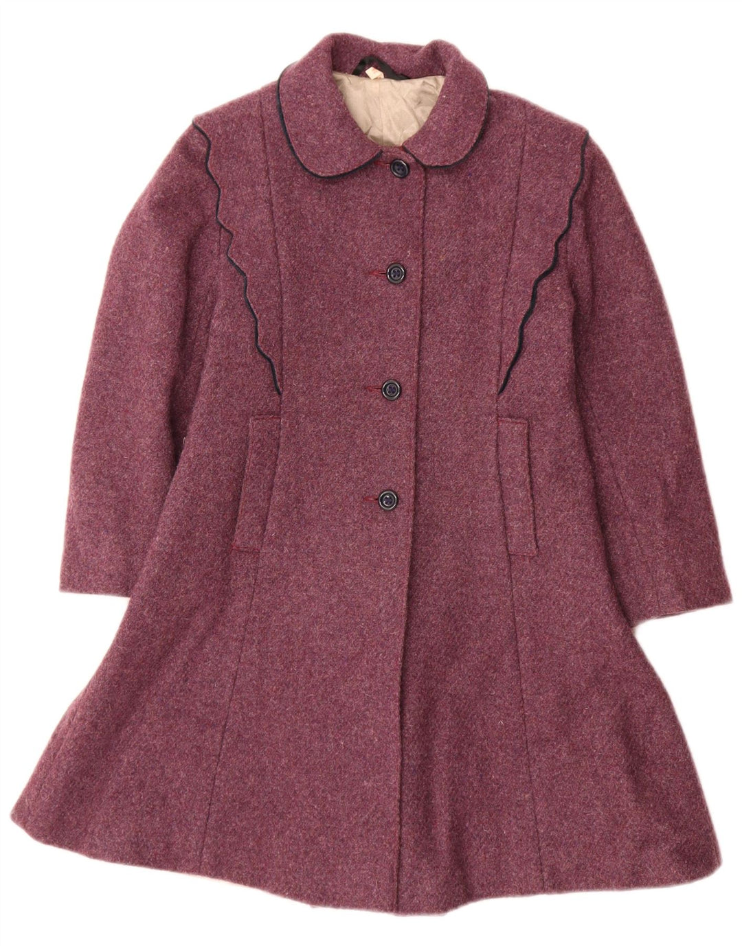 Cappotto da principessa vintage per bambina 5-6 anni in lana viola