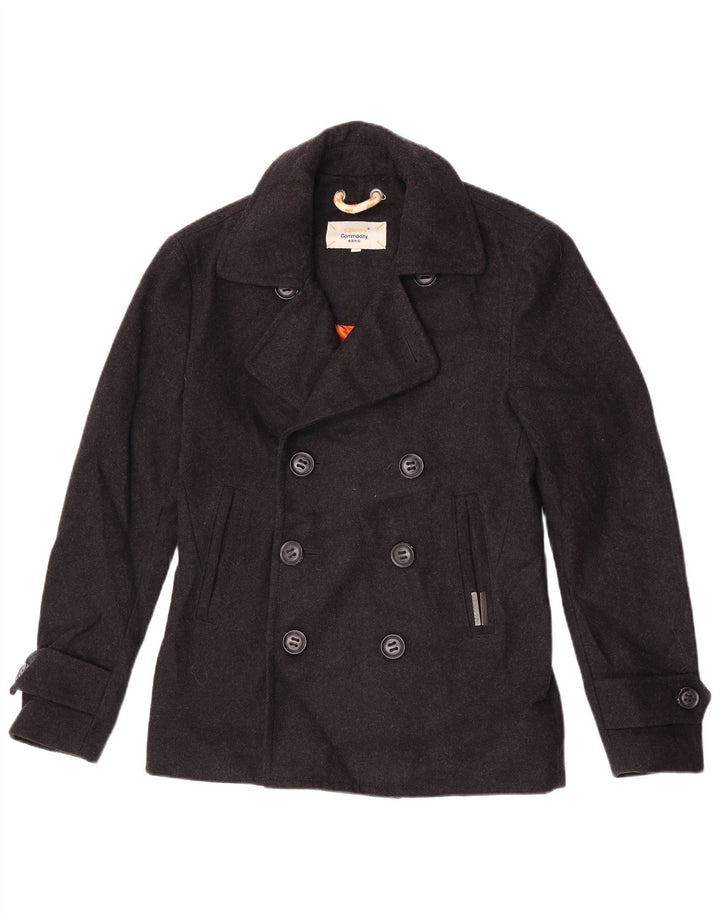 Cappotto da marinaio da uomo Superdry Commodity UK 36 piccolo in lana nera